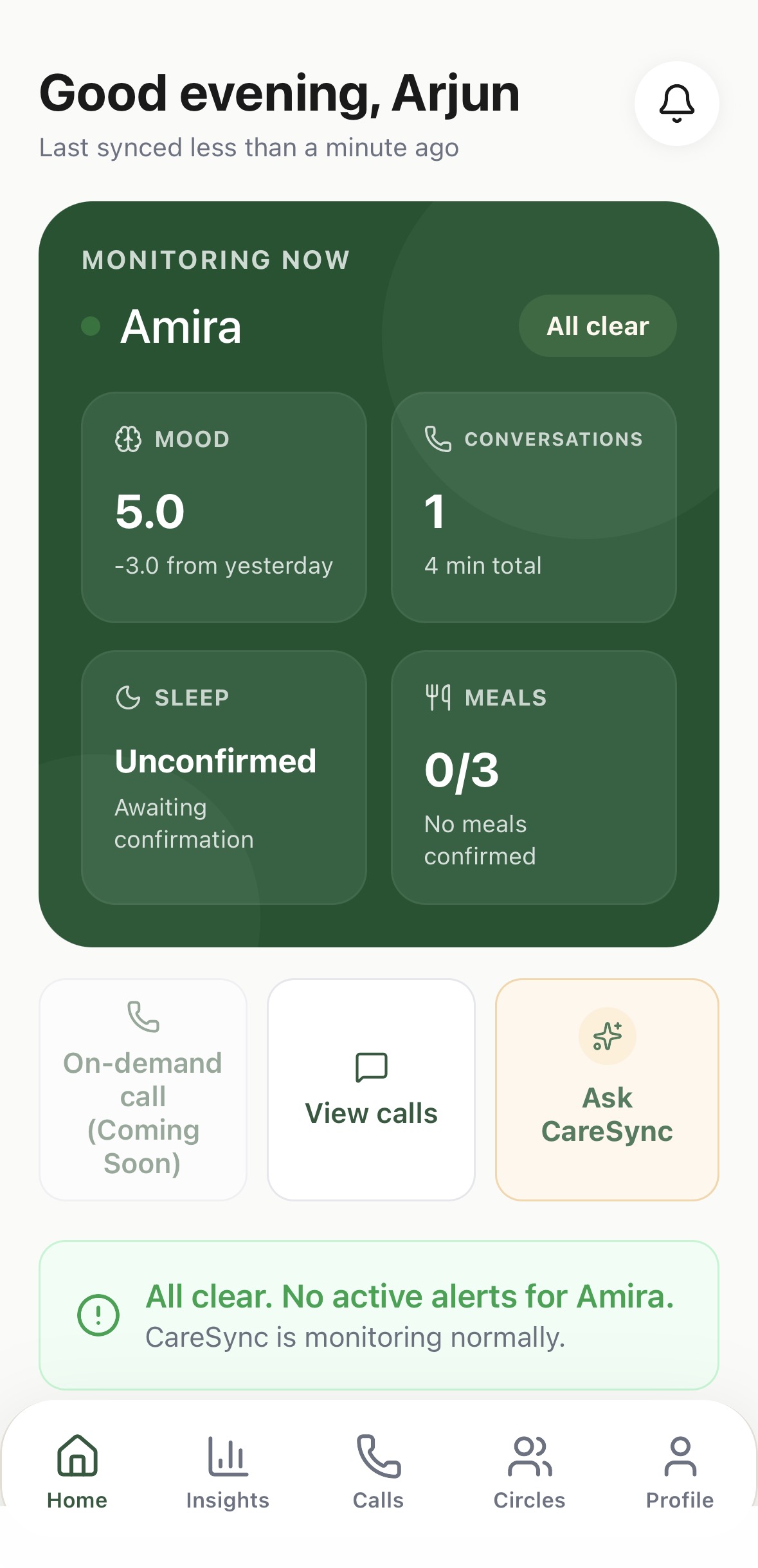 KinSync dashboard